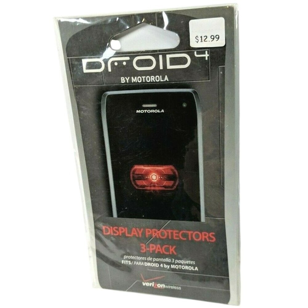 Droid 4 By Motorola Display Protectors 3-Pack With Screen Wipe & Smoothing Card